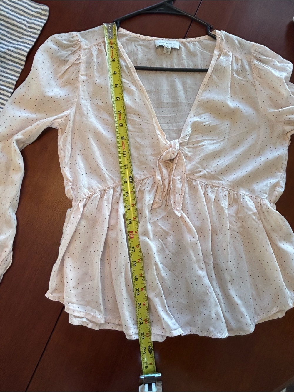 Lucky Brand Pale Pink Tie-Front Peplum Blouse XS - Picture 7 of 8